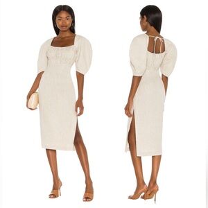 Song of Style Orig$ 259 Monet S | Linen midi dress Summer white beige sleeves